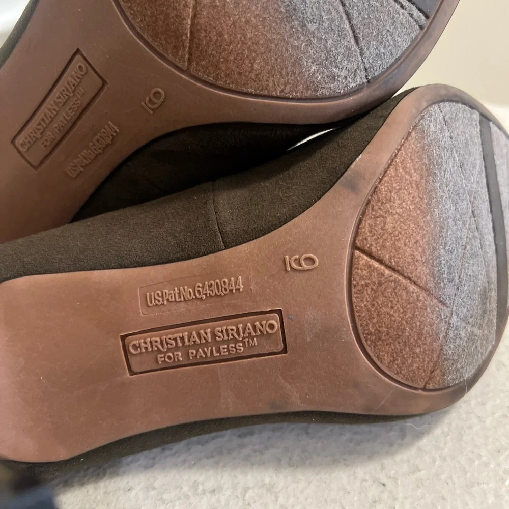 Christian Sirano Size 9 Olive Green pumps point toes shoes career office‎ smart